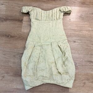 Vintage Formal Cocktail Floral Green and Gold Mini Dress